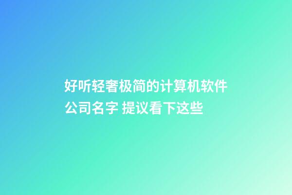 好听轻奢极简的计算机软件公司名字 提议看下这些-第1张-公司起名-玄机派